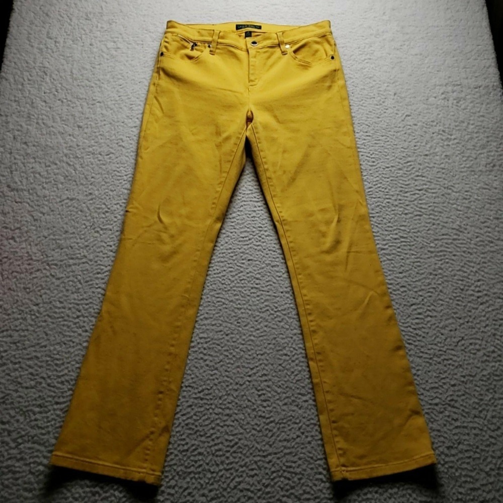 Lauren Jeans Co Ralph Lauren Jeans Womens 10 Yellow Straight Stretch Denim Pants
